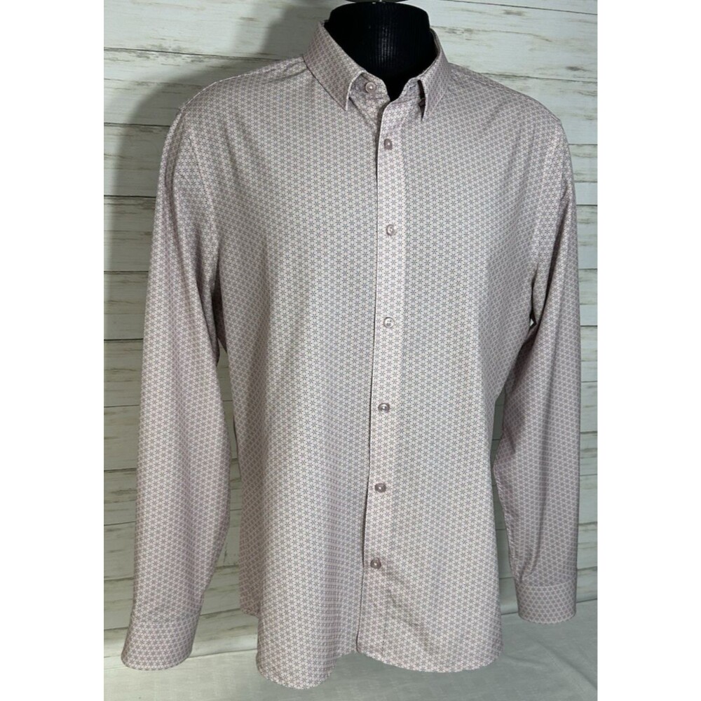 MINTY 7 DIAMONDS RENOIR 4 Way Stretch Woven Long Sleeve Pink Floral Shirt XL Men